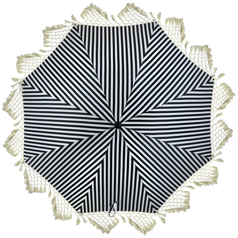 Striped Outdoor Beach Market Umbrella With Tilt- 6.5' - Black and White