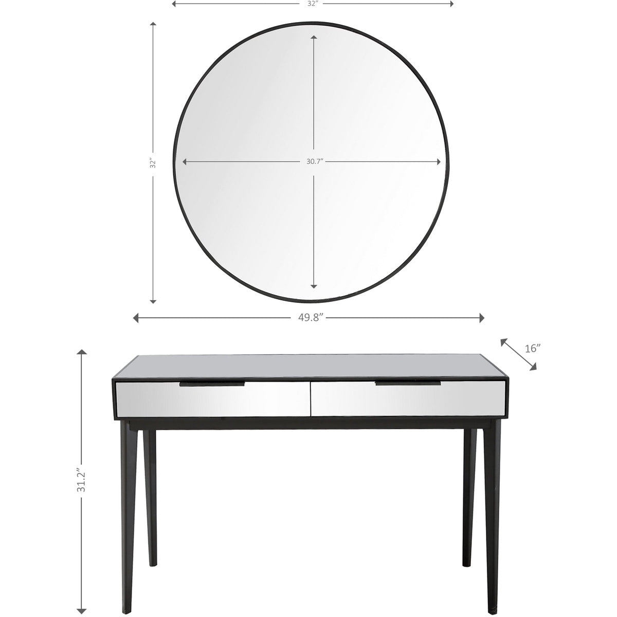  Camden Isle Renata Wall Mirror and Console - Mirror - Bonton