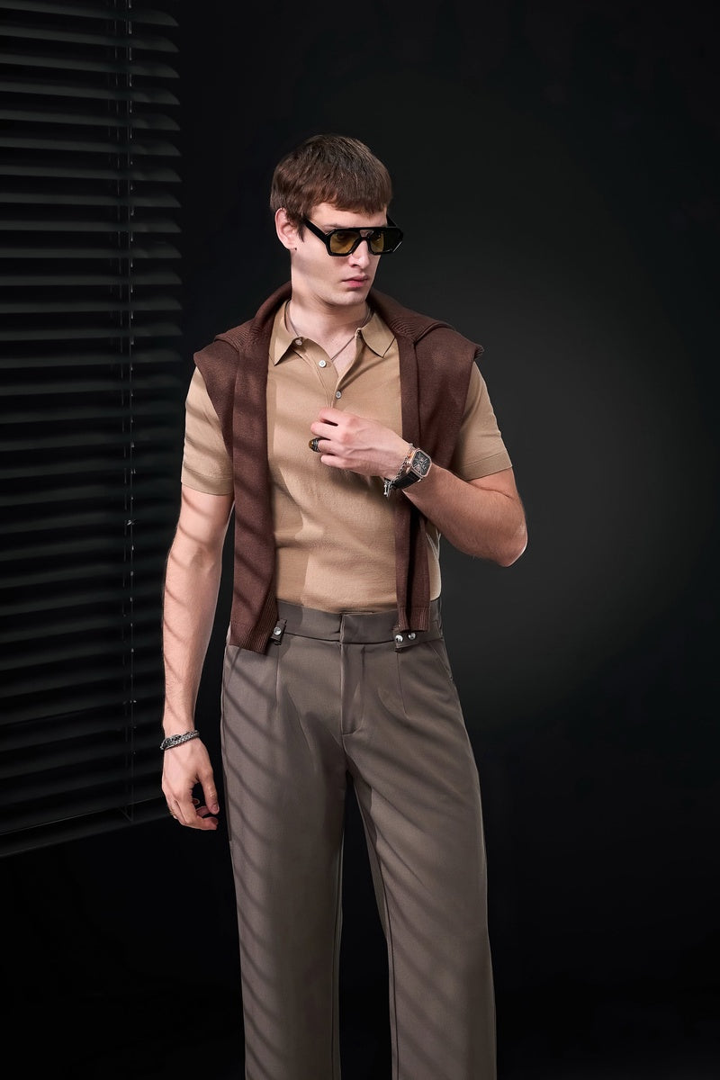 Barocco Kingsley Side-Tab Trousers BROWN - BROWN - Bonton