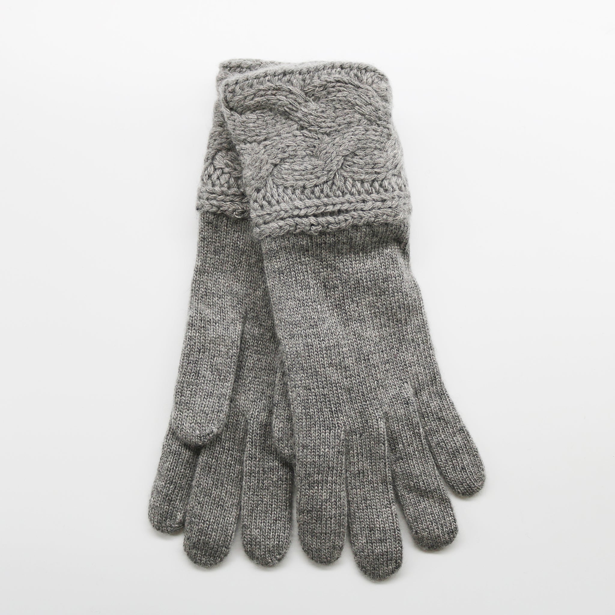  Portolano GLOVES WITH CABLES on CUFF - BABY BLUE - Bonton