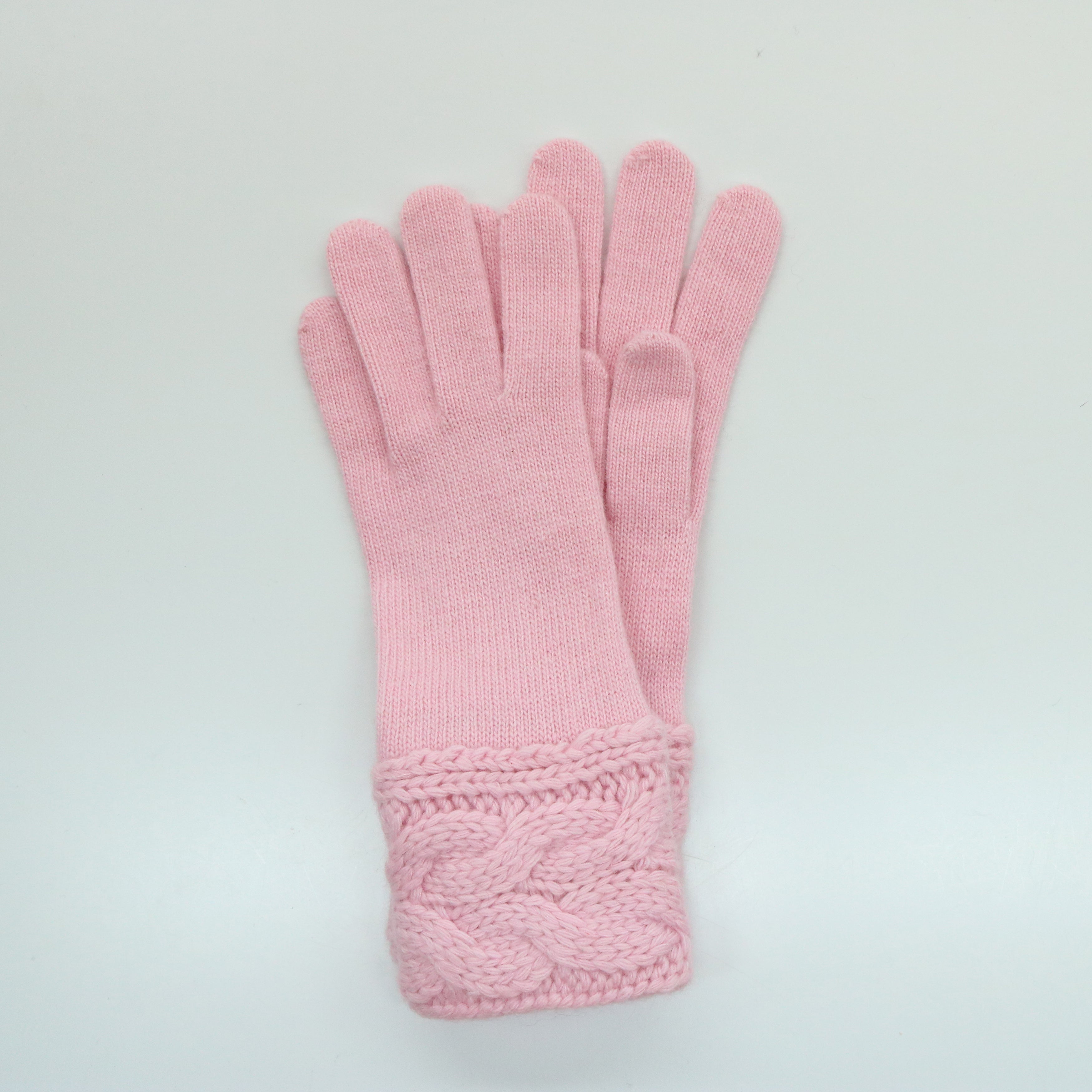  Portolano GLOVES WITH CABLES on CUFF - BABY BLUE - Bonton