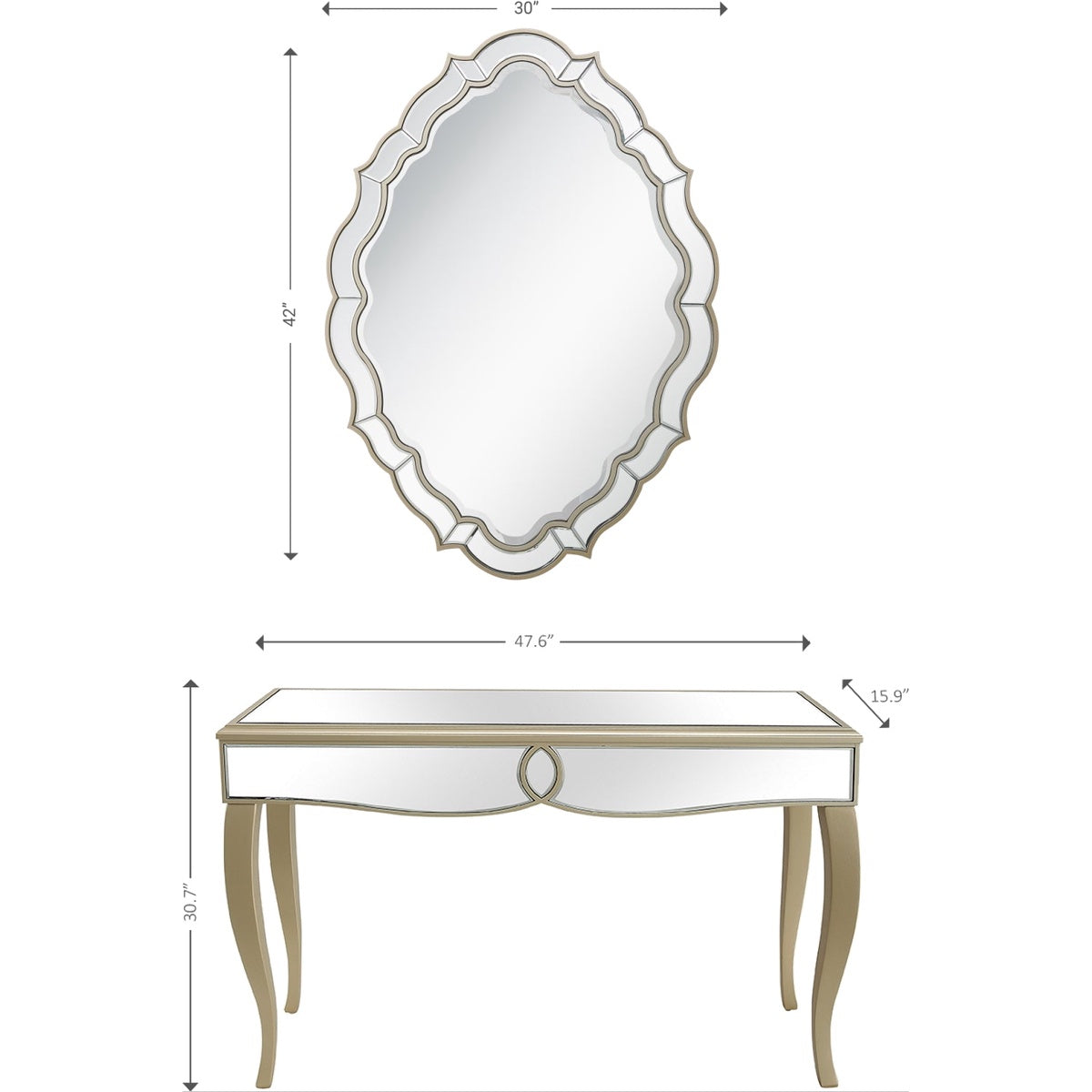  Camden Isle Eleanor Wall Mirror and Console Table - Mirror - Bonton