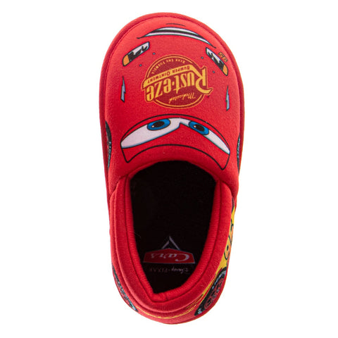 Disney Cars Boys Slippers Lightning Mcqueen Plush Warm Soft Aline Comfy Lightweight House Shoes (5-10 Toddler)