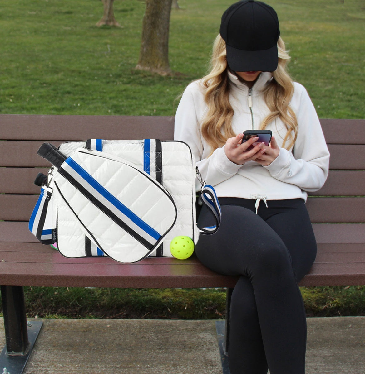  Lemonbella Judy Pickleball Tote Courtly White/Blue - Courtly White w/ Blue - Bonton