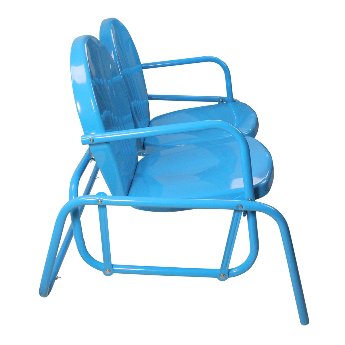  Northlight 2-Person Outdoor Retro Metal Tulip Double Glider Patio Chair  Turquoise Blue - Turquoise Blue - Bonton