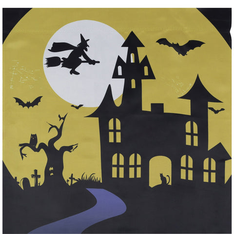 Spooky House Halloween Outdoor House Flag With Bats and Witch 28" X 40"