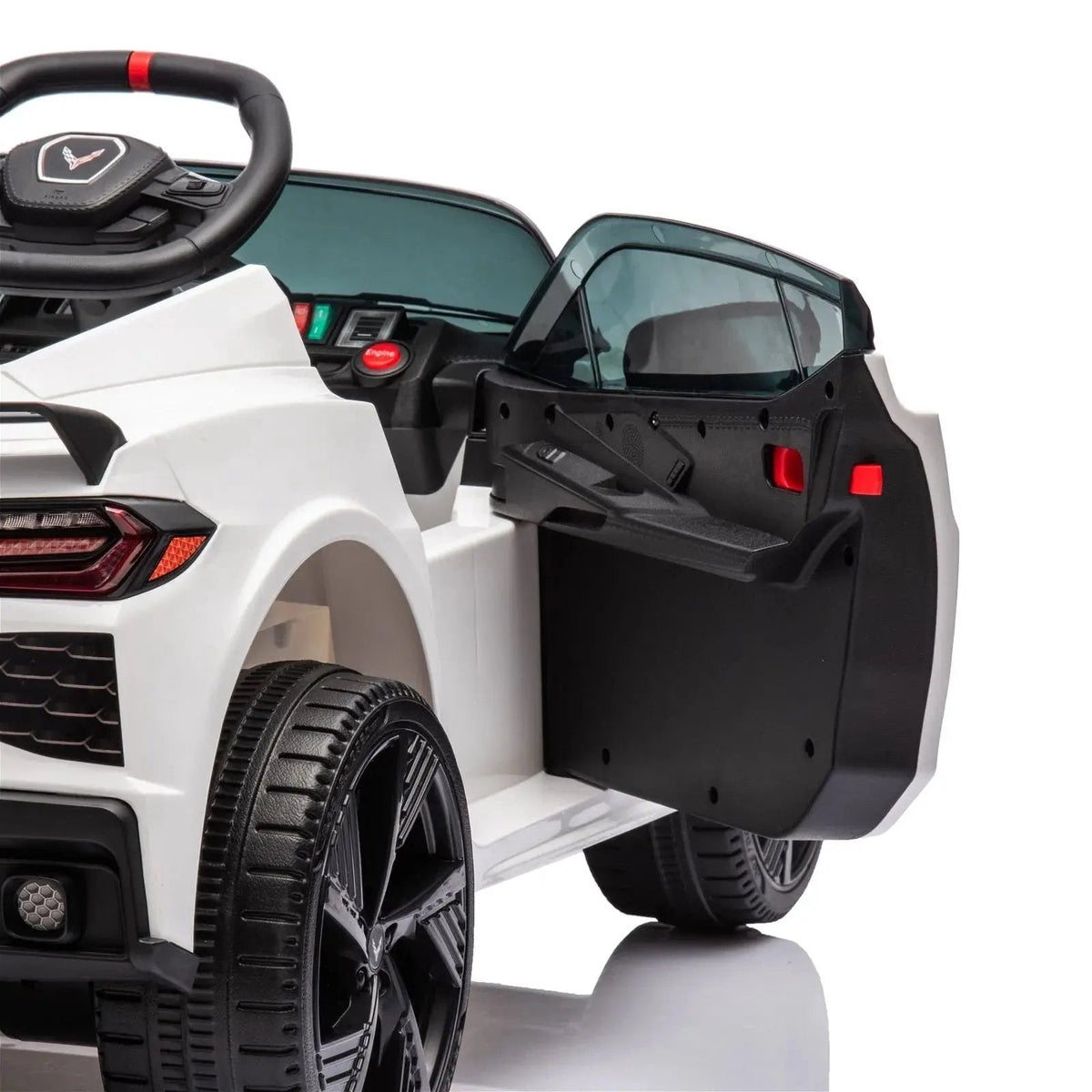  Freddo 12V Chevrolet Corvette C8 Stingray 1-Seater Kids Ride-on Car - White - Bonton