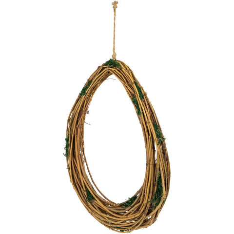 Natural Grapevine and Twig Oval Spring Wreath With Moss - 15.25"