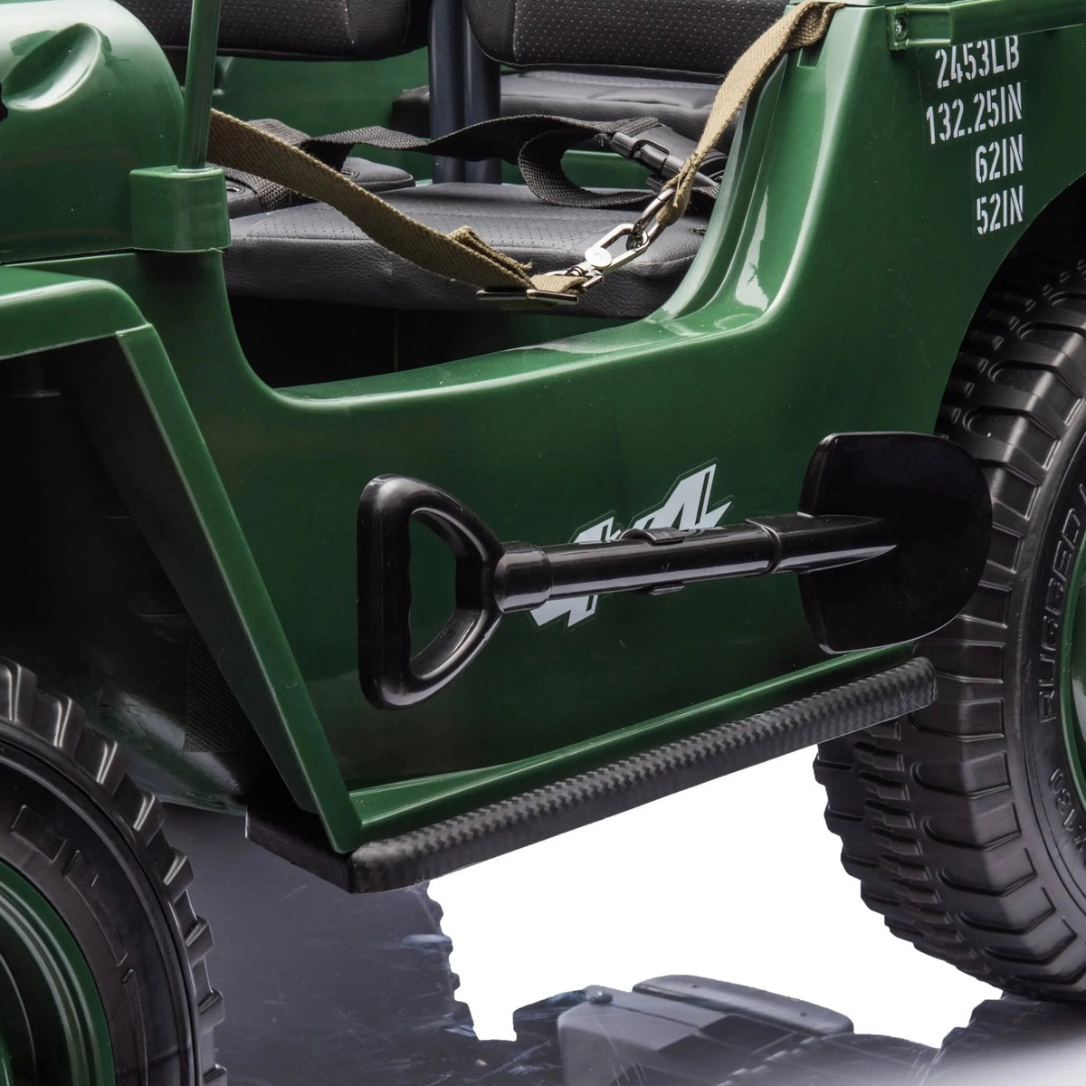  Freddo 24V Freddo Military Willy Truck 3 Seater Electric Ride On - Green - Bonton
