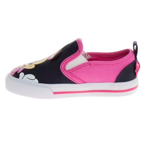Disney Minnie Mouse Girls No Lace Shoes - Disney Character Loafer Low Top SlipOn Casual Tennis Canvas Sneakers (Size 5-12 Toddler)