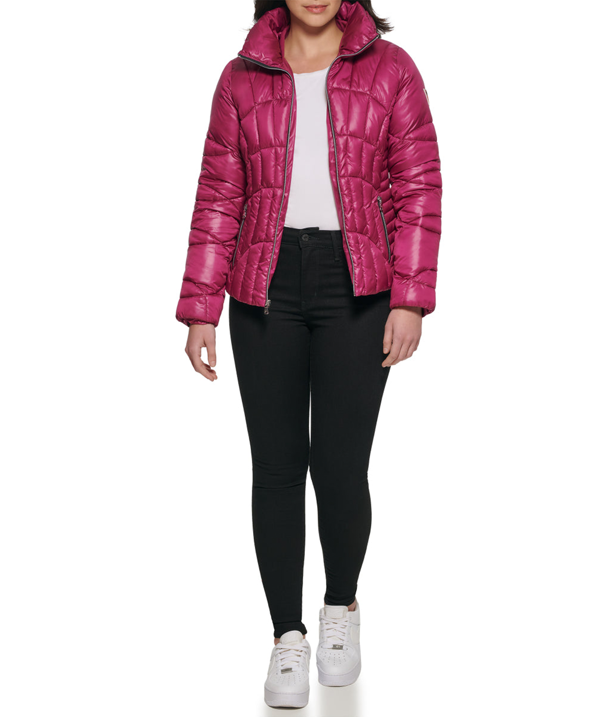  GUESS Quilted Puffer Jacket Magenta - Magenta - Bonton