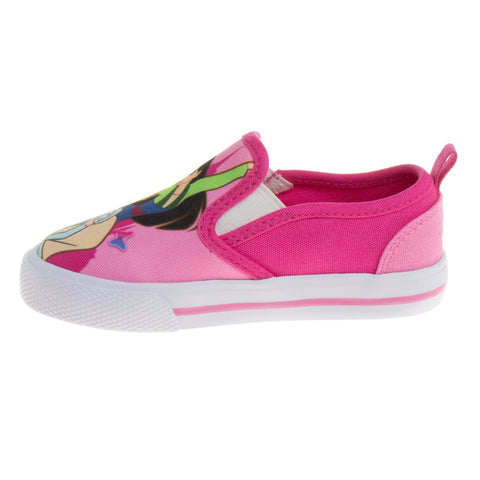 Disney Princess Girls No Lace Shoes - Disney Character Loafer Low Top SlipOn Casual Tennis Canvas Sneakers (Size 5-12 Toddler)