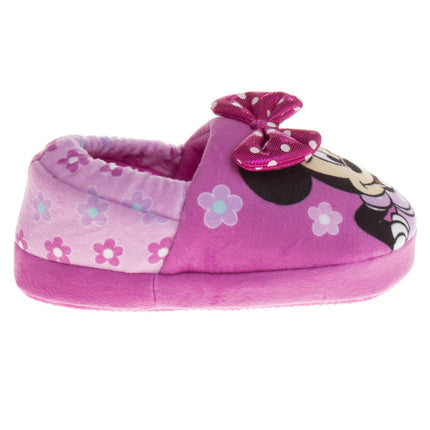  Josmo Disney Minnie Mouse Slippers for Kids Minnie's Bow Plush Warm Soft Aline Comfy Lightweight House Shoes - 6-May - Bonton