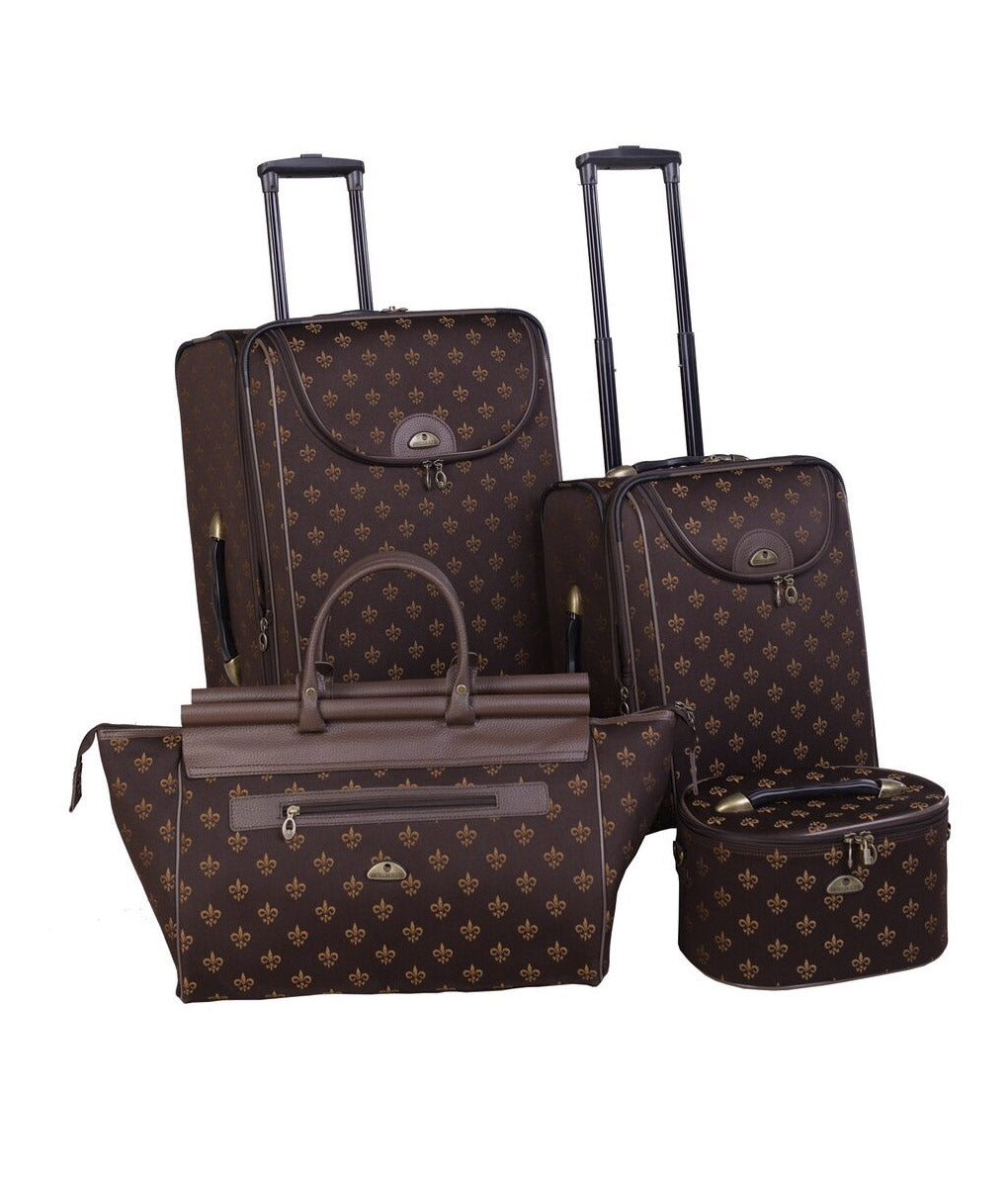  American Flyer American Flyer Fleur De Lis 4-Piece Luggage Set - Red - Bonton