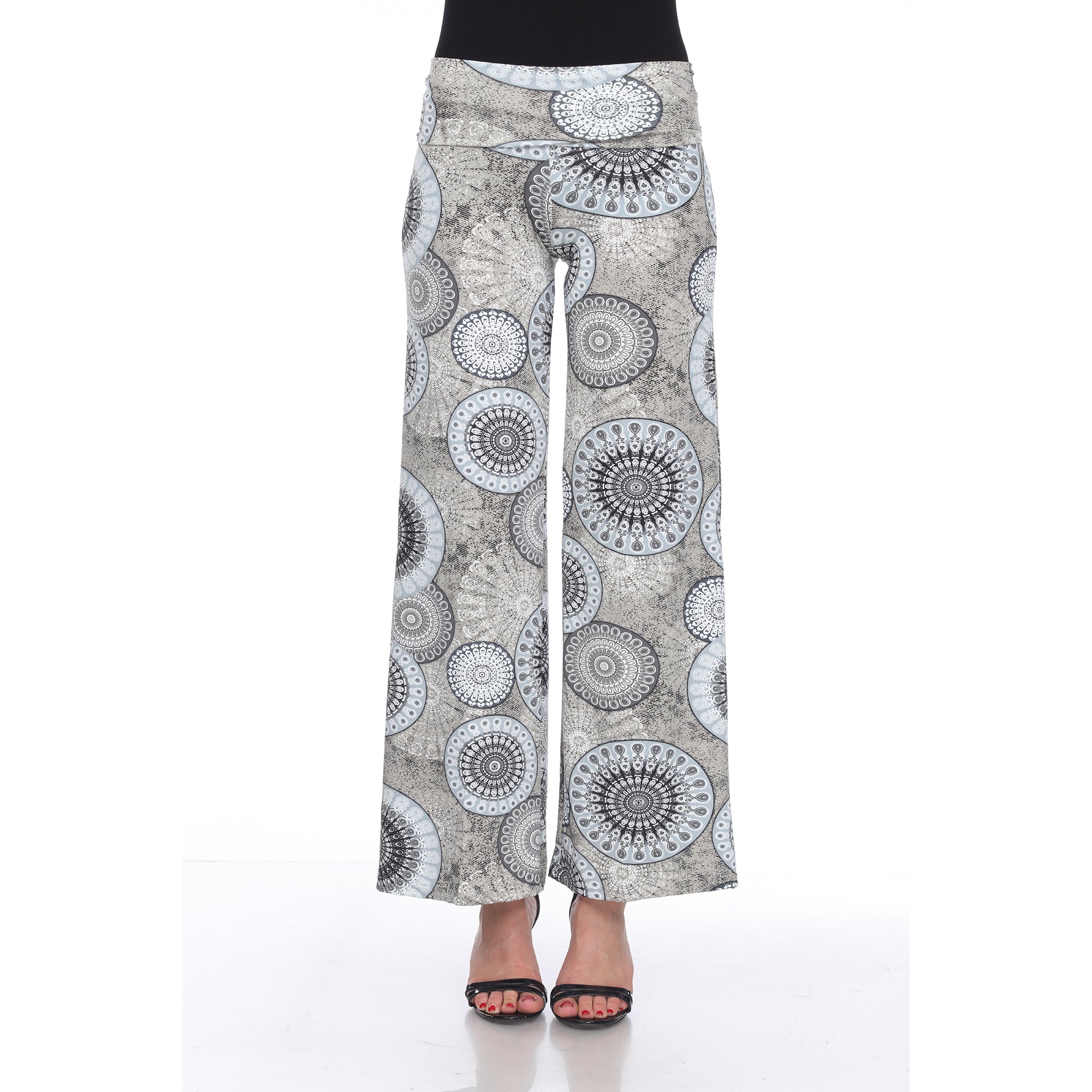  White Mark Circle Print Palazzo Pants - S - Bonton