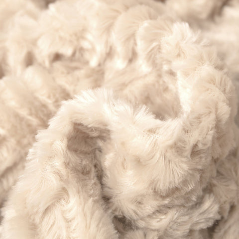 DaDalogy Bedding Champagne Ivory Faux Fur Throw Blanket - Dreamy Gold Geometric Embossed Sherpa Backside - Super Soft Warm Cozy Plush Fluffy by DaDa Bedding Collection