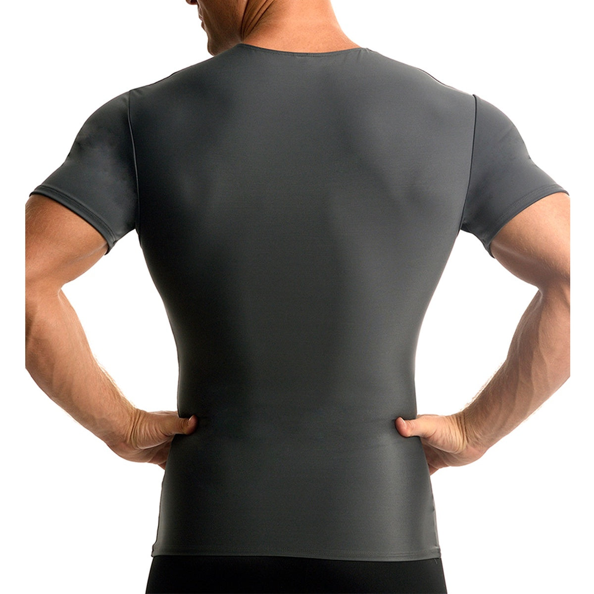  InstantFigure Insta Slim Activewear Compression Crew Neck TA0001 - Gunmetal - Bonton