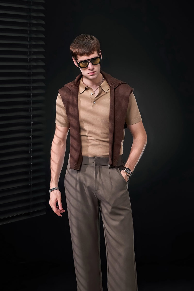  Barocco Kingsley Side-Tab Trousers BROWN - BROWN - Bonton