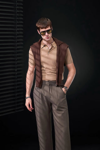 Kingsley Side-Tab Trousers BROWN