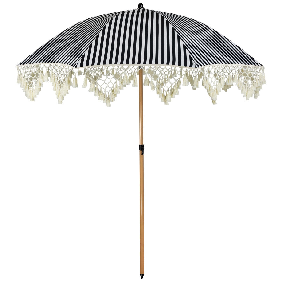  Northlight Striped Outdoor Beach Market Umbrella With Tilt- 6.5' - Black and White - Default Title - Bonton