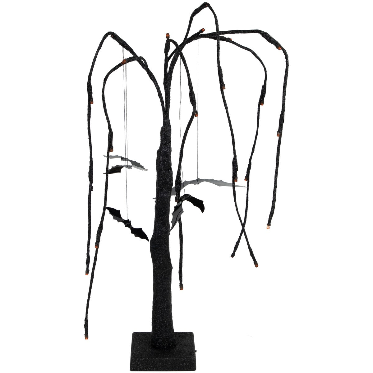  Northlight Pre-Lit Glittered Halloween Willow Tree With Bats - 24