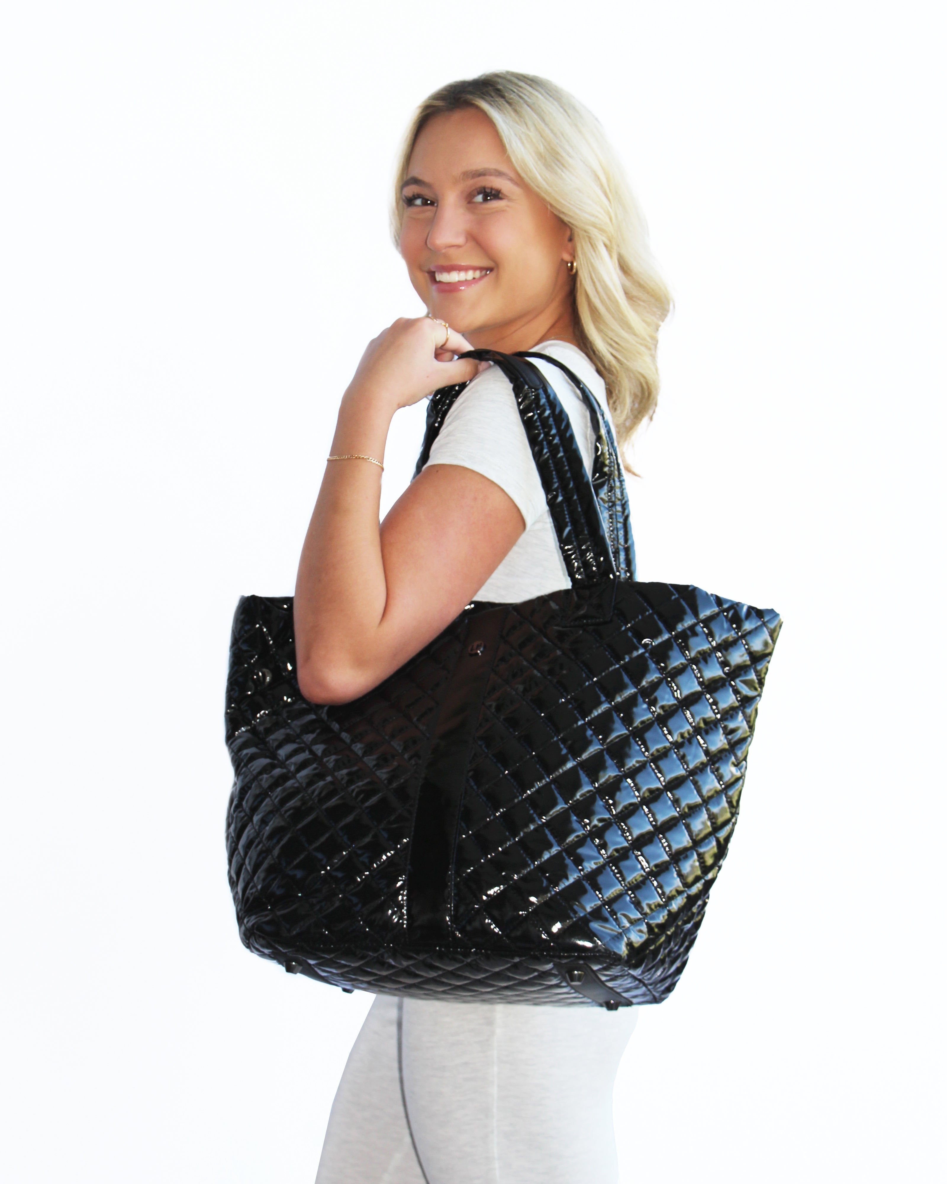  Lemonbella The Debra Diamond Tote Glossy Black - Default Title - Bonton