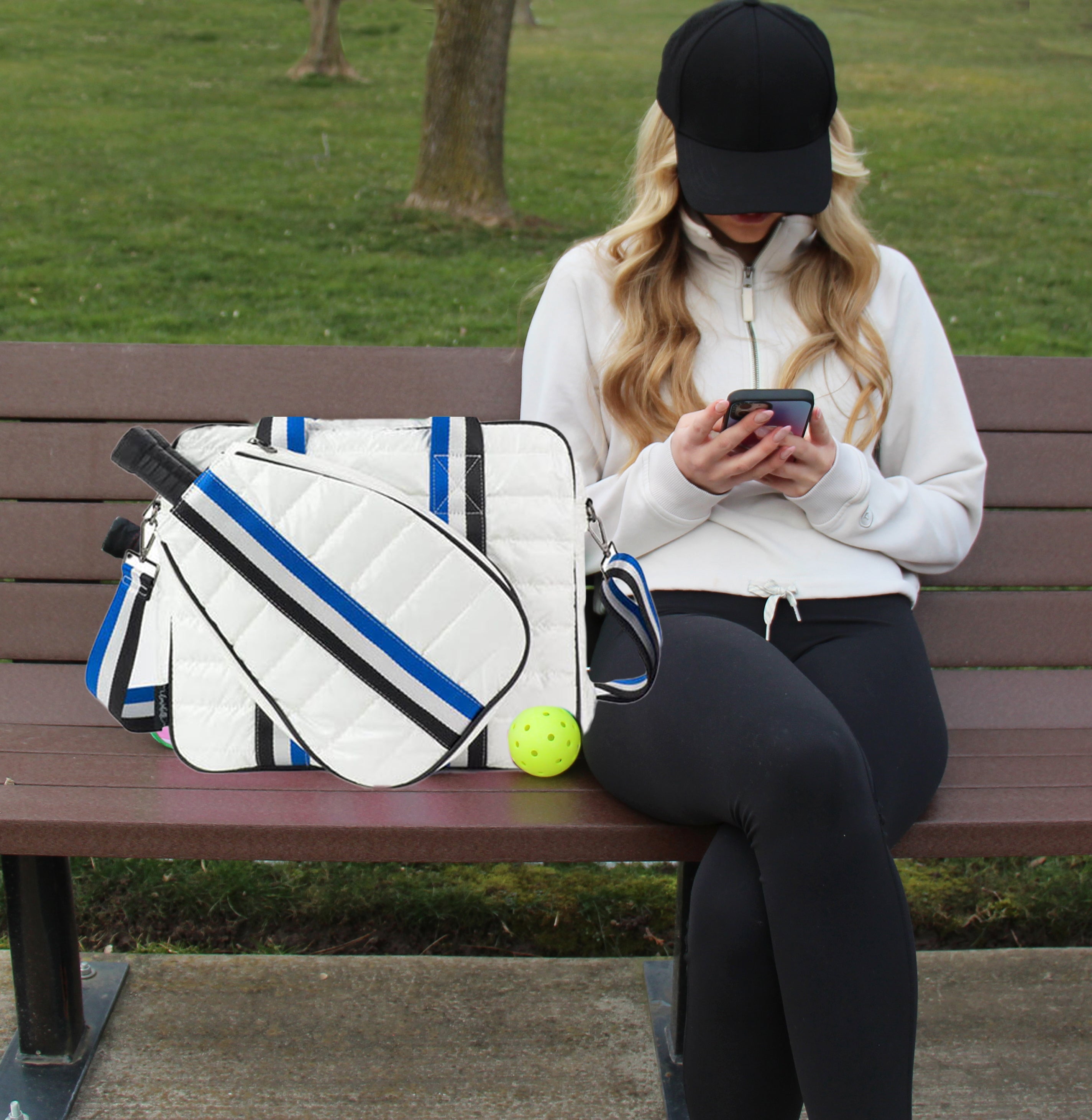  Lemonbella Judy Pickleball Tote Courtly White/Blue - Courtly White w/ Blue - Bonton