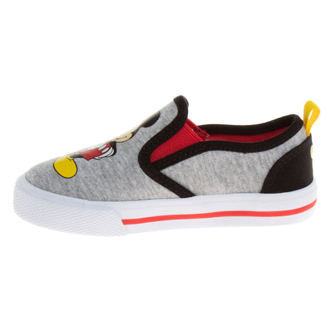 Mickey Mouse Casual No Lace Shoes - Low Top Canvas Slip-on Tennis Boys Sneakers - Disney Character Sneaker Shoe (Size 5-12 Toddler)
