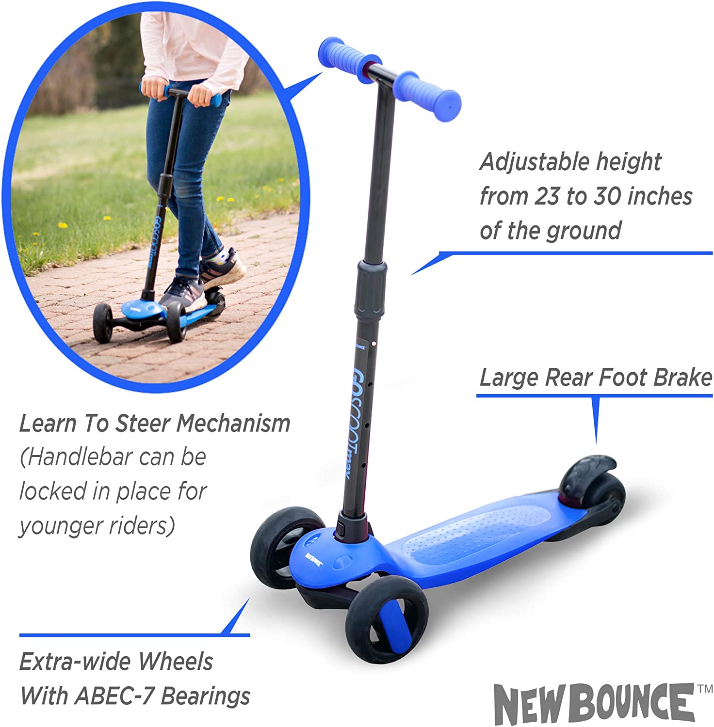  New Bounce GoScoot Scooter for Toddlers by New Bounce - Blue - Bonton