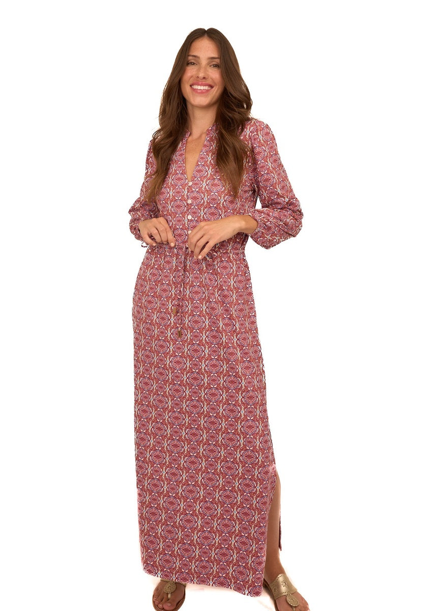  Cabana Life Camden Geo Button Down Maxi Dress - XS - Bonton