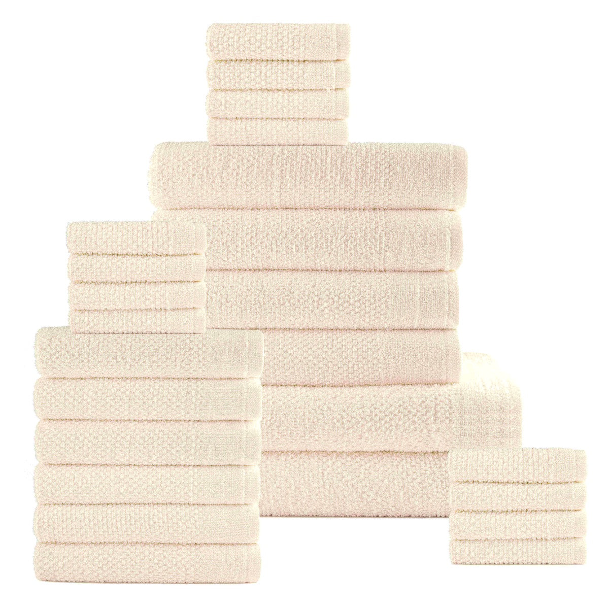  Dan River Dan River 24 Piece Popcorn Cotton Bath Towel Set. - Stone Gray - Bonton