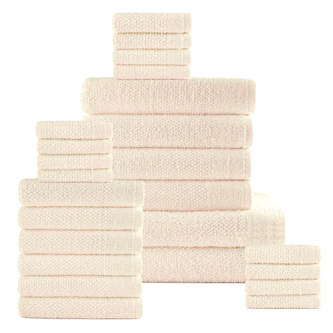 Dan River 24 Piece Popcorn Cotton Bath Towel Set.