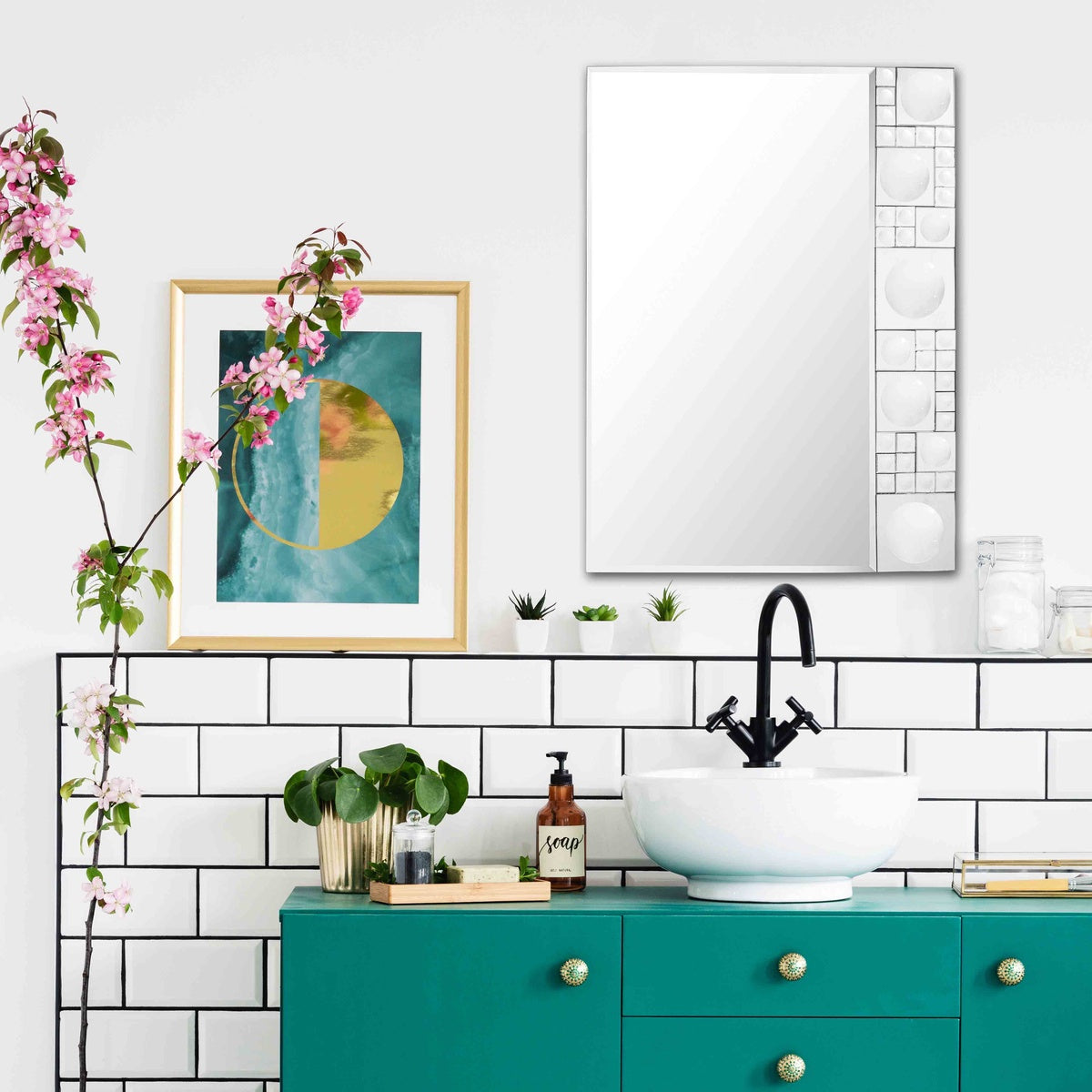  Camden Isle Bubbles Geometric Beveled Accent Mirror - Default Title - Bonton