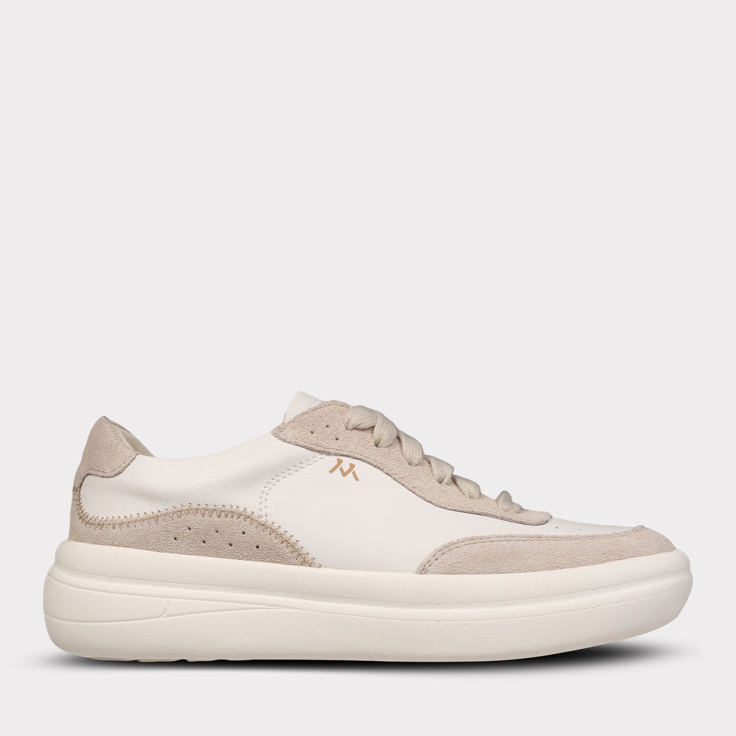  Mykos Nyla Women's Lace-Up Sneaker - White/Sand - Bonton