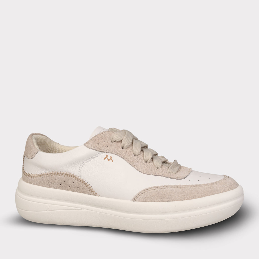  Mykos Nyla Women's Lace-Up Sneaker - White/Sand - Bonton