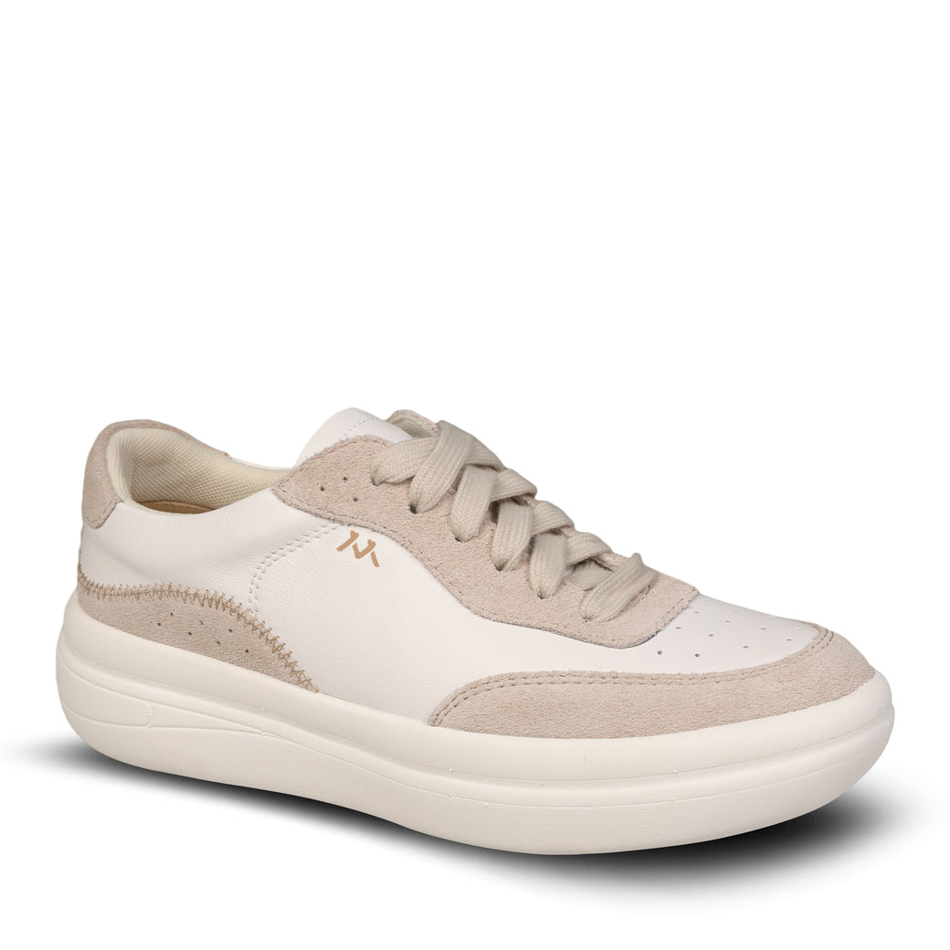  Mykos Nyla Women's Lace-Up Sneaker - White/Sand - Bonton