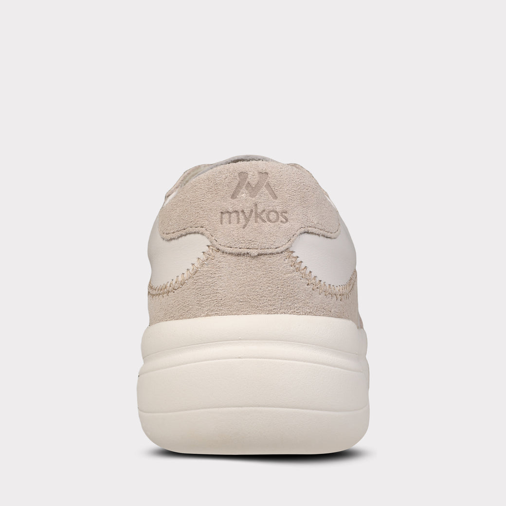  Mykos Nyla Women's Lace-Up Sneaker - White/Sand - Bonton