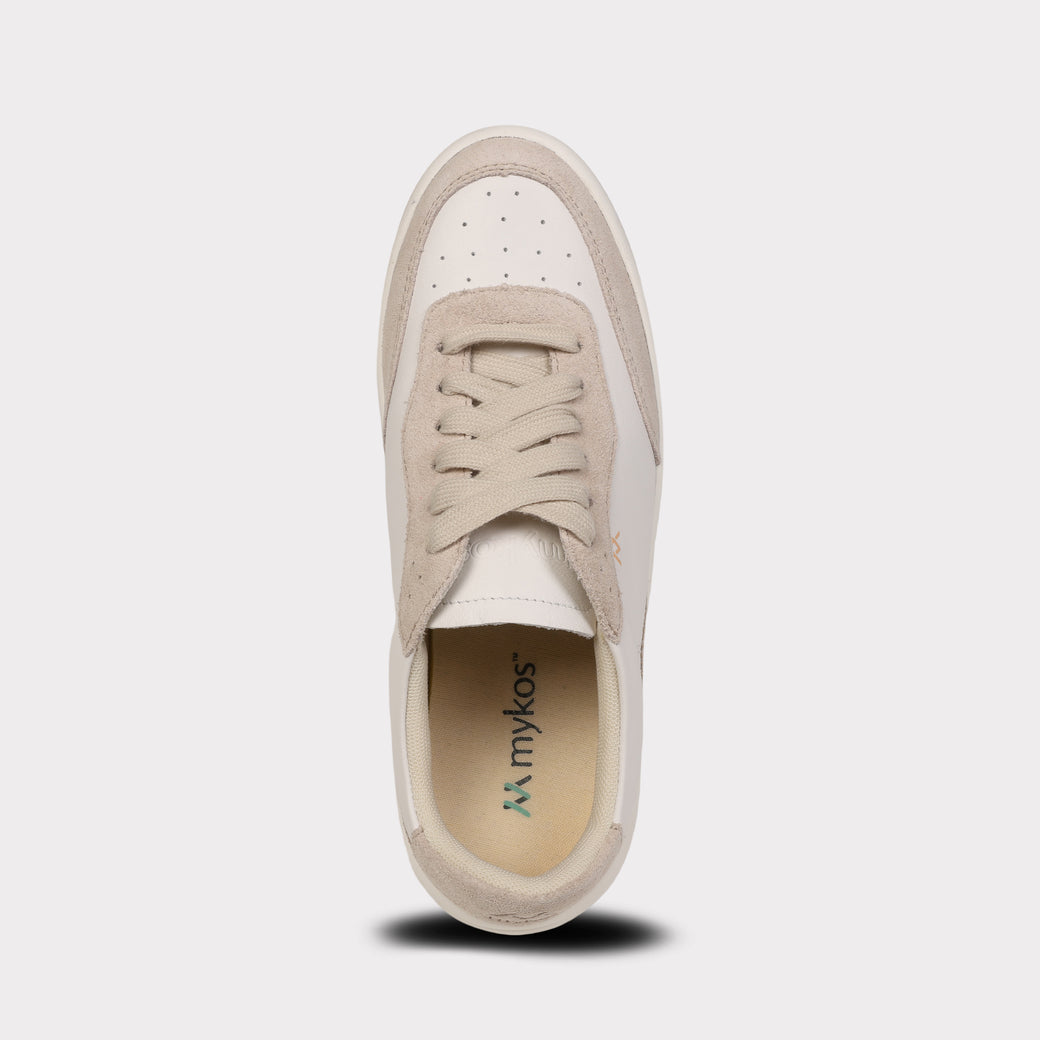  Mykos Nyla Women's Lace-Up Sneaker - White/Sand - Bonton
