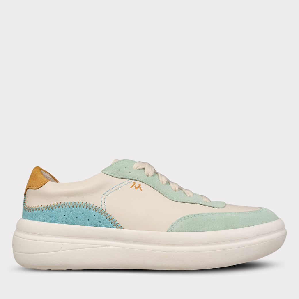  Mykos Nyla Women's Lace-Up Sneaker - White/Sand - Bonton