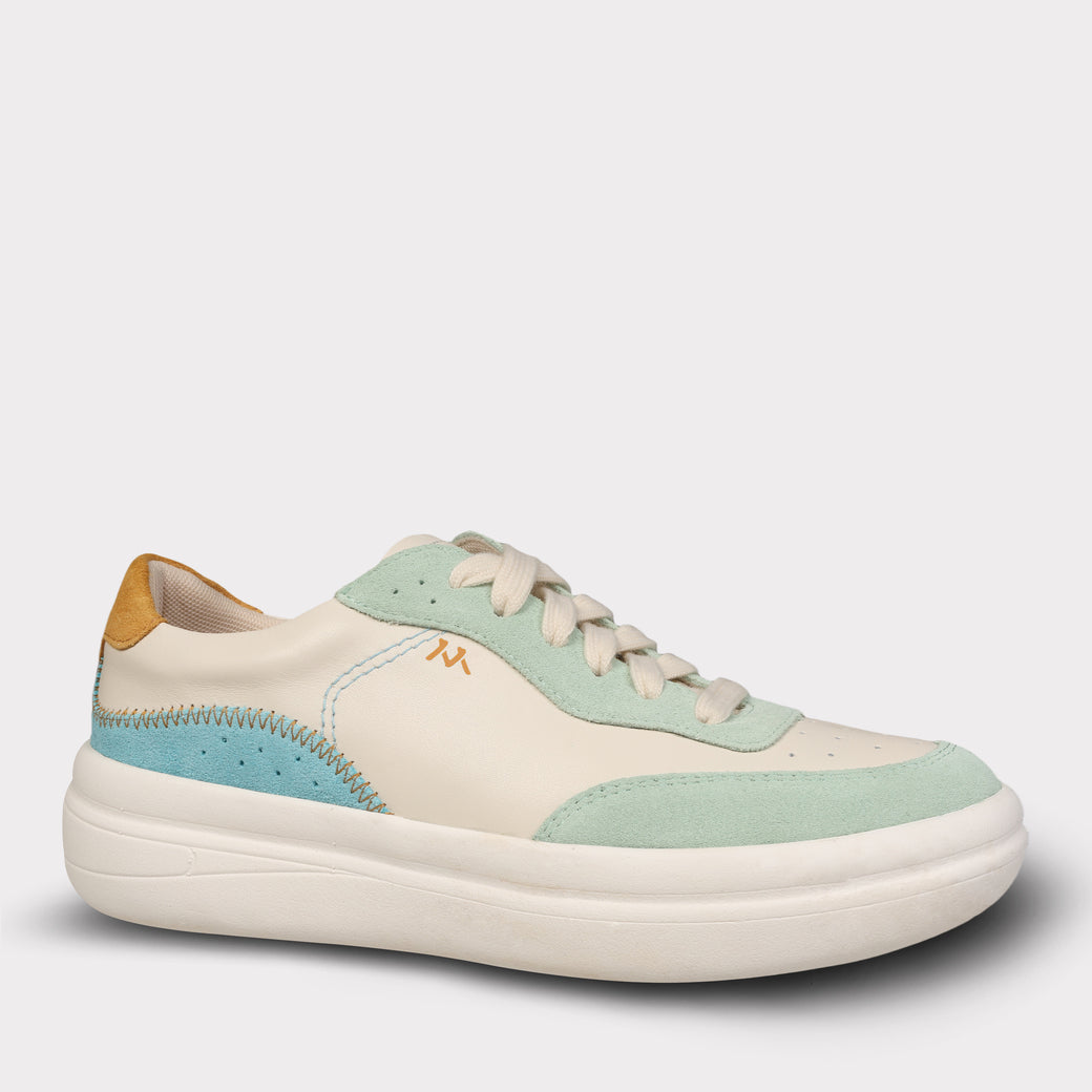  Mykos Nyla Women's Lace-Up Sneaker - White/Sand - Bonton