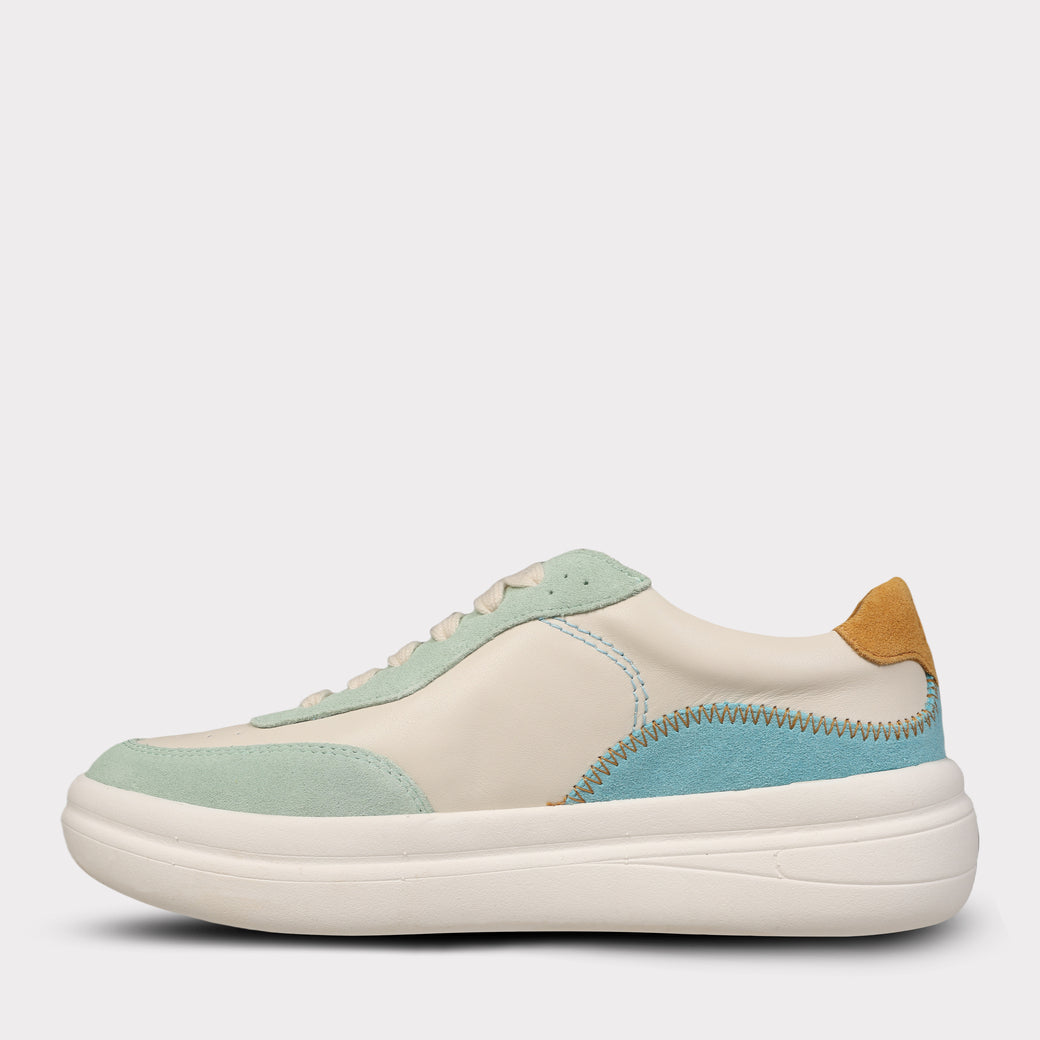  Mykos Nyla Women's Lace-Up Sneaker - White/Sand - Bonton