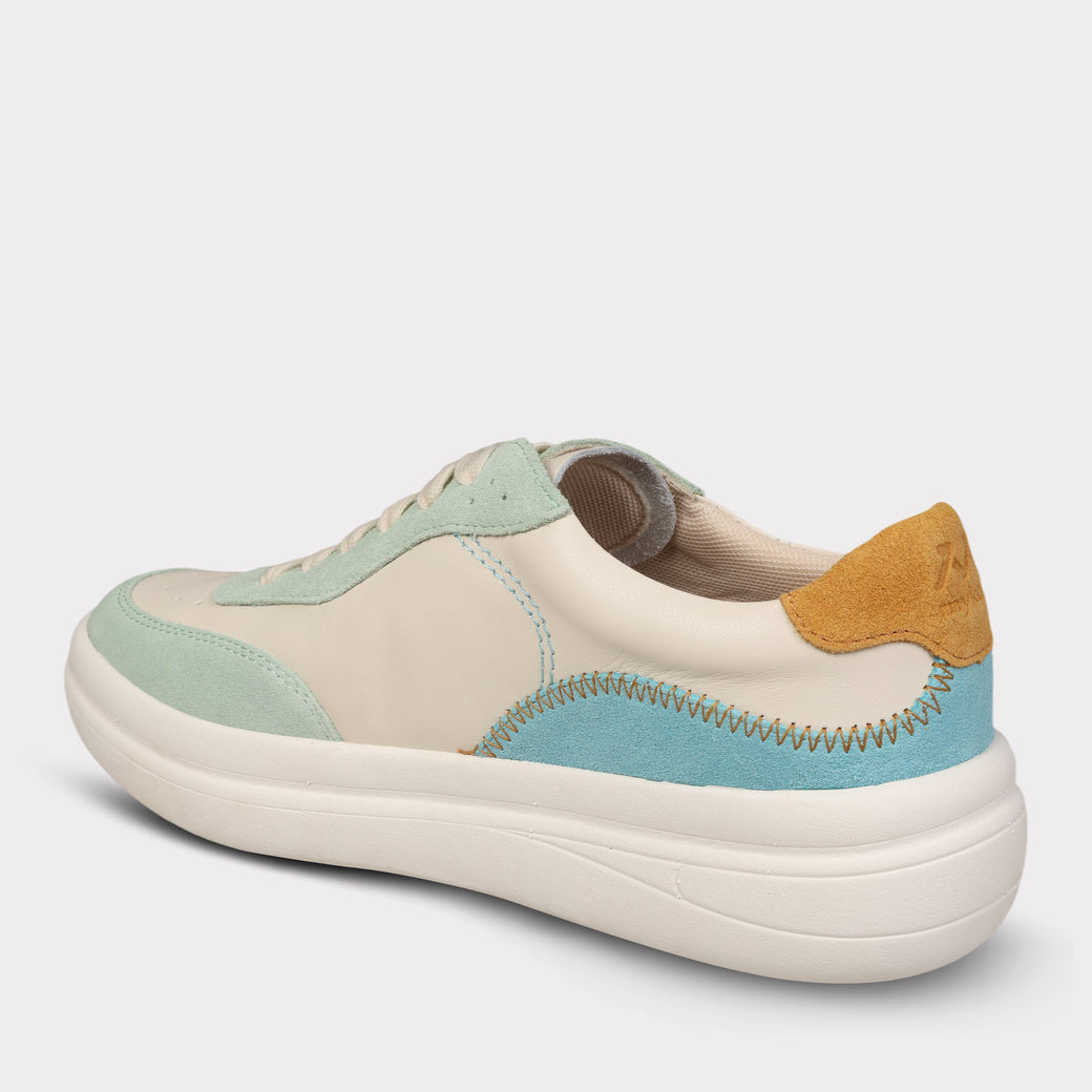  Mykos Nyla Women's Lace-Up Sneaker - White/Sand - Bonton