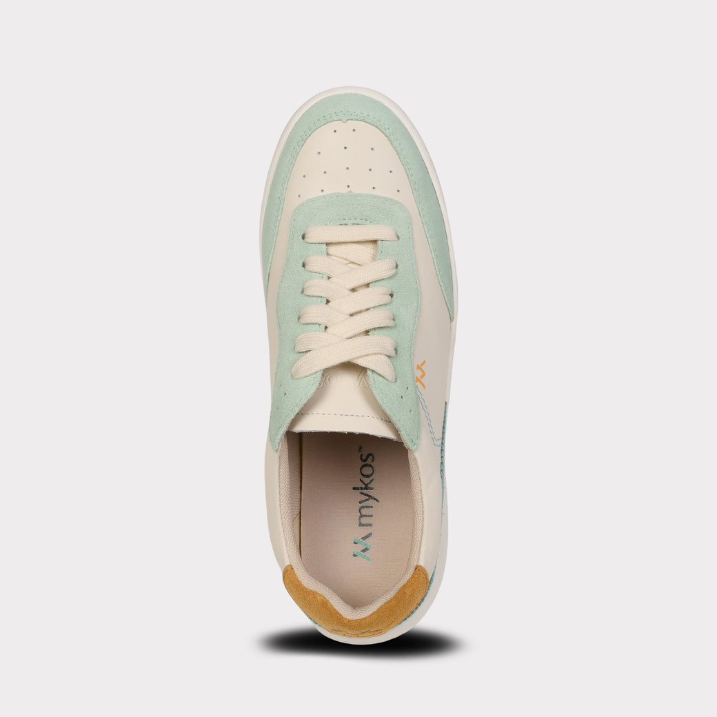  Mykos Nyla Women's Lace-Up Sneaker - White/Sand - Bonton