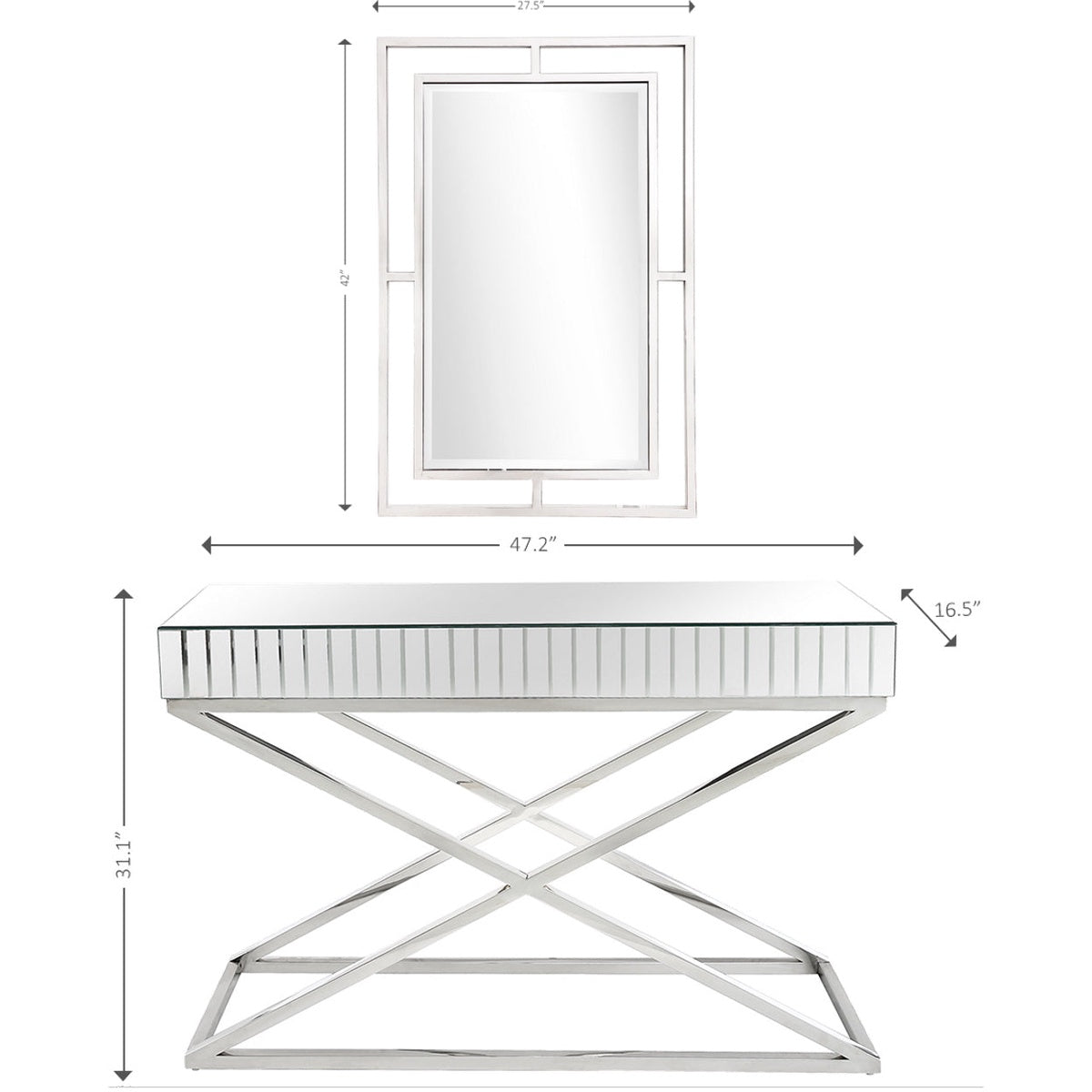  Camden Isle Kinney Wall Mirror and Console Table - Mirror - Bonton