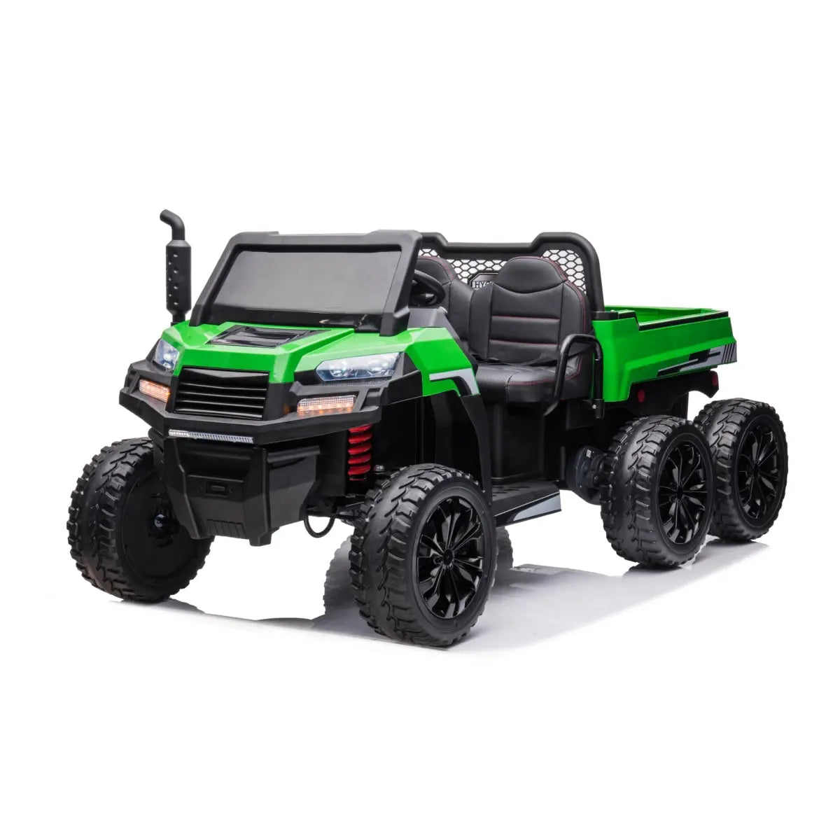 Freddo 24V 6 Wheeler Freddo Tractor Trailer 2 Seater Ride-on With Dump Cart and Parental Remote - Green - Bonton