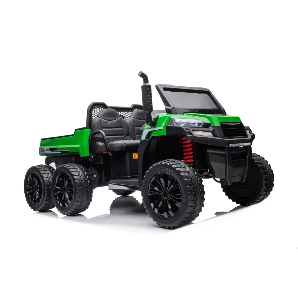  Freddo 24V 6 Wheeler Freddo Tractor Trailer 2 Seater Ride-on With Dump Cart and Parental Remote - Green - Bonton