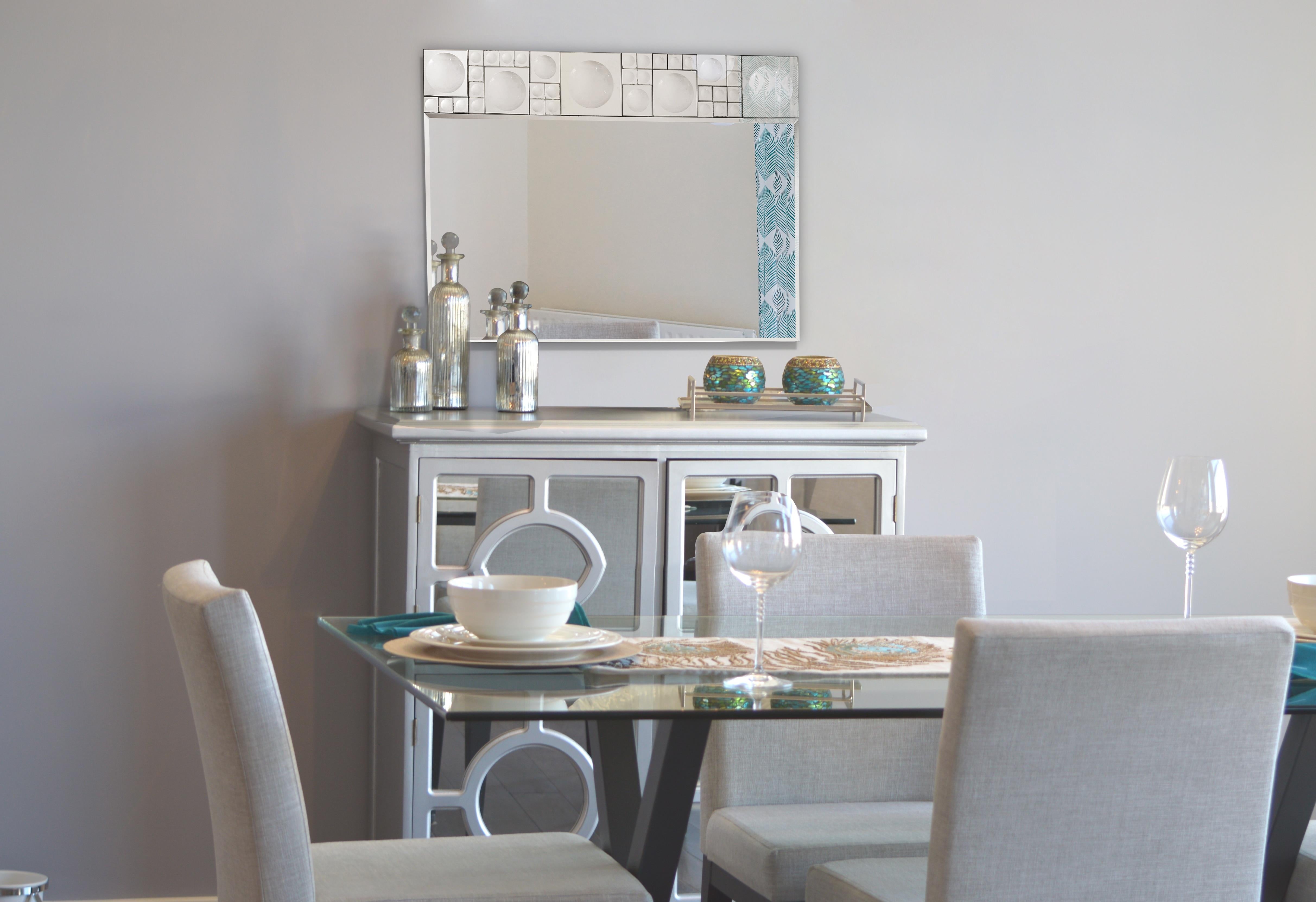  Camden Isle Bubbles Geometric Beveled Accent Mirror - Default Title - Bonton