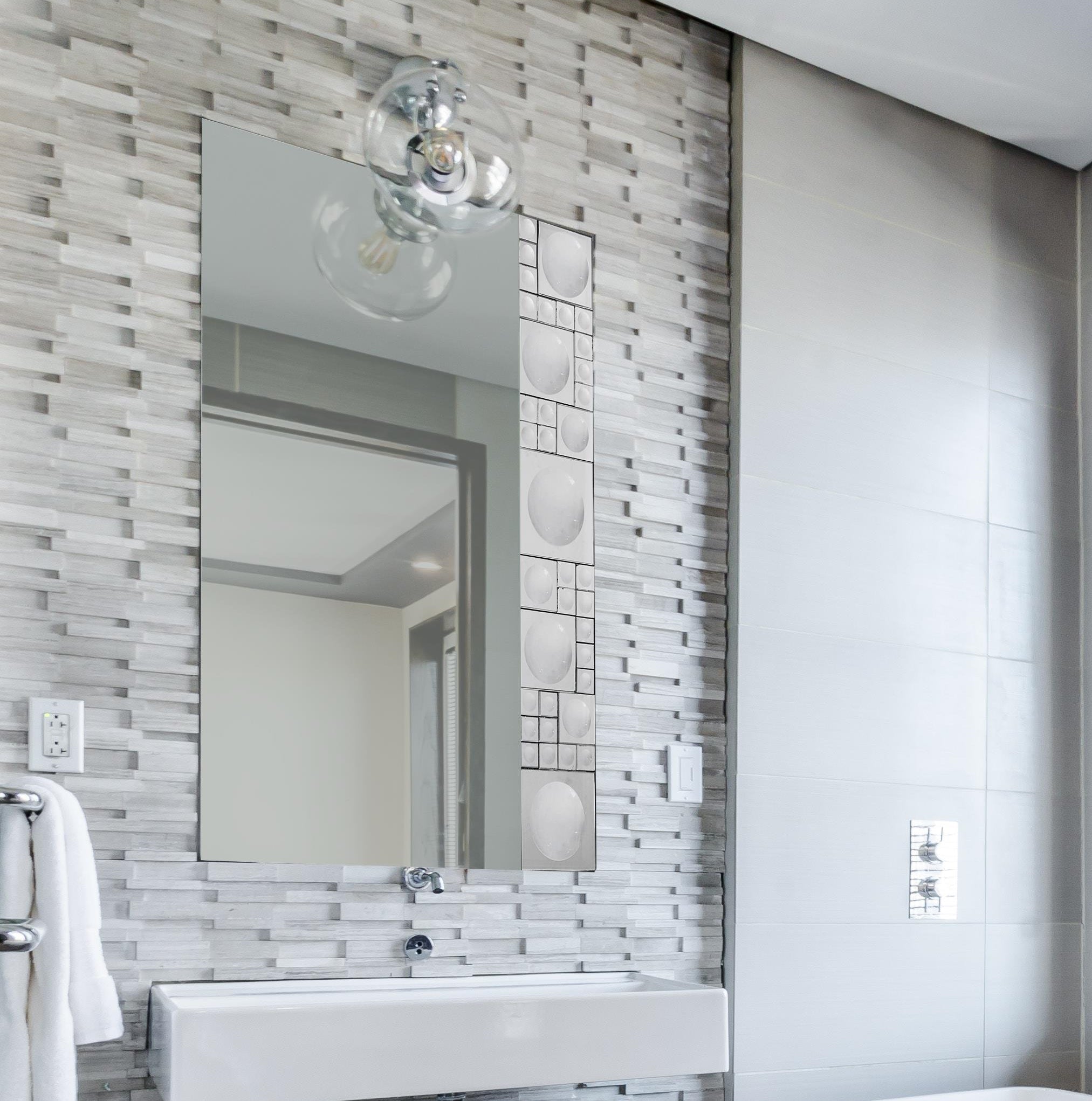  Camden Isle Bubbles Geometric Beveled Accent Mirror - Default Title - Bonton