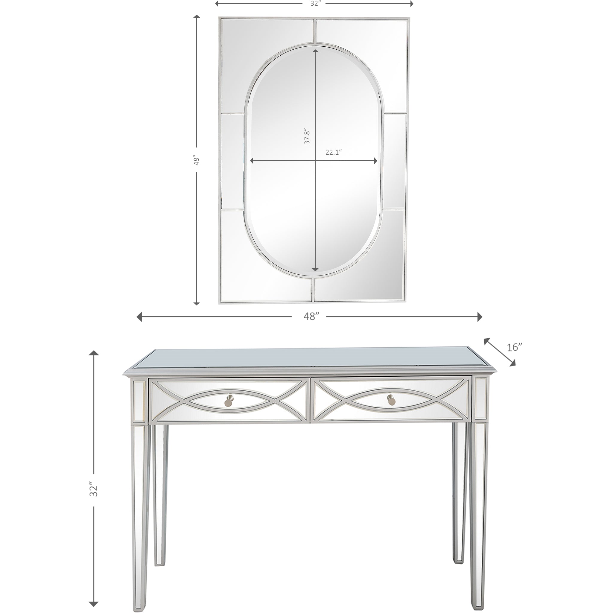  Camden Isle Helena Wall Mirror and Console - Mirror - Bonton
