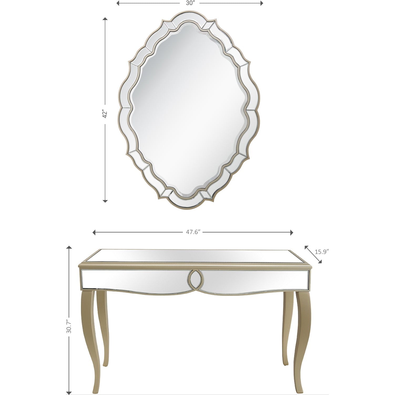  Camden Isle Eleanor Wall Mirror and Console Table - Mirror - Bonton